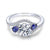 Bypass Side Sapphires Round Diamond Ring .20Cttw 14K Gold 73A