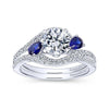 DIAMOND ENGAGEMENT RINGS - 14K White Gold 1.20cttw Bypass Style Round Diamond Engagement Ring With Side Sapphires