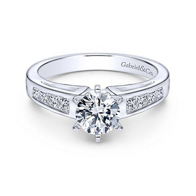Cathedral Style Princess Cut Channel Set Moissanite Engagement Ring