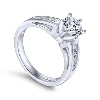 DIAMOND ENGAGEMENT RINGS - 14K White Gold 1.25cttw Princess Cut Channel Set Cathedral Diamond Engagement Ring