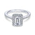 Emerald Cut Halo Diamond Ring .26 Cttw 14K White Gold 380A