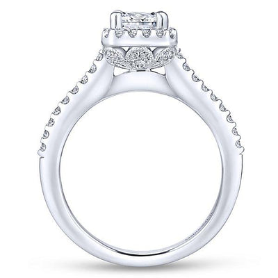 DIAMOND ENGAGEMENT RINGS - 14K White Gold 1.28cttw Emerald Cut Halo Diamond Engagement Ring