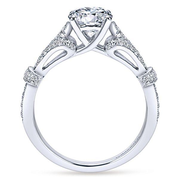 DIAMOND ENGAGEMENT RINGS - 14K White Gold 1.28cttw Vintage Pave Diamond Engagement Ring