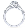 DIAMOND ENGAGEMENT RINGS - 14K White Gold 1.28cttw Vintage Pave Diamond Engagement Ring