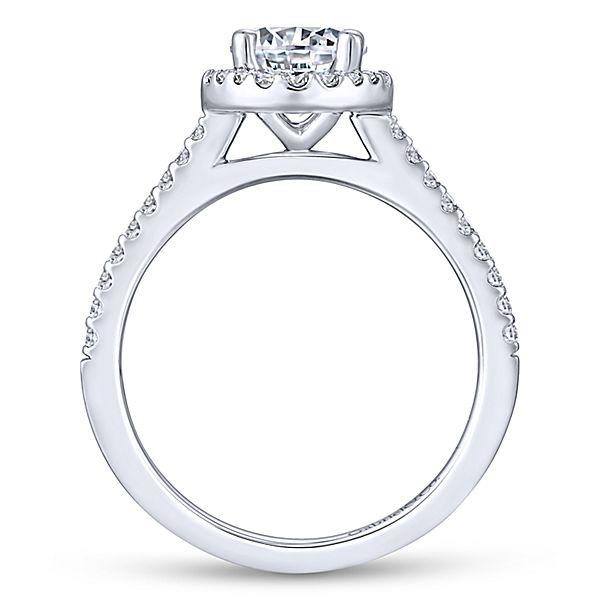 DIAMOND ENGAGEMENT RINGS - 14K White Gold 1.29cttw Classic Pave Halo Round Diamond Engagement Ring