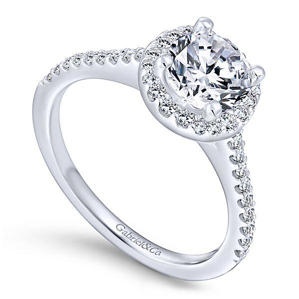 DIAMOND ENGAGEMENT RINGS - 14K White Gold 1.29cttw Classic Pave Halo Round Diamond Engagement Ring