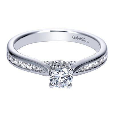 DIAMOND ENGAGEMENT RINGS - 14k White Gold 1/2cttw Channel Set Round Diamond Engagement Ring