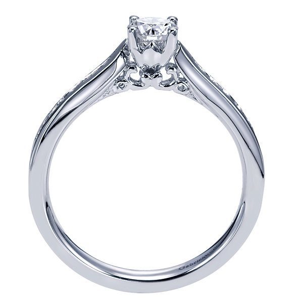 DIAMOND ENGAGEMENT RINGS - 14k White Gold 1/2cttw Channel Set Round Diamond Engagement Ring
