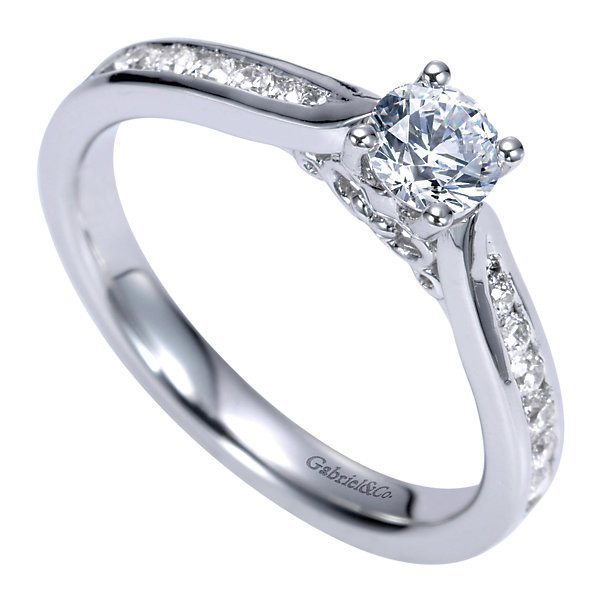 DIAMOND ENGAGEMENT RINGS - 14k White Gold 1/2cttw Channel Set Round Diamond Engagement Ring
