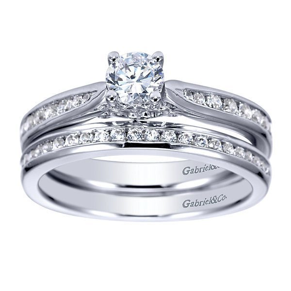 DIAMOND ENGAGEMENT RINGS - 14k White Gold 1/2cttw Channel Set Round Diamond Engagement Ring