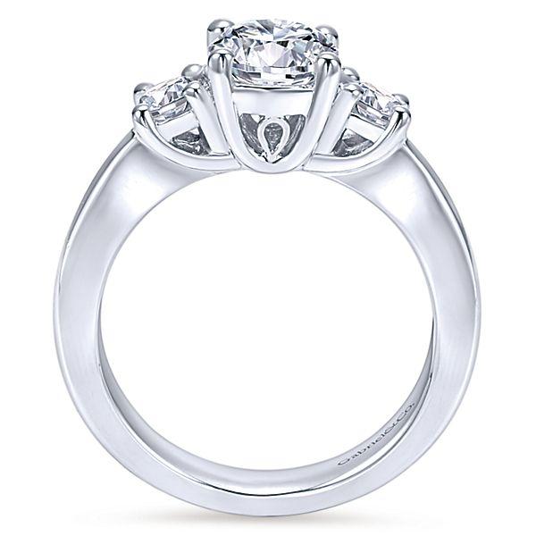 DIAMOND ENGAGEMENT RINGS - 14K White Gold 1.30cttw Classic 3-Stone Trellis Round Diamond Engagement Ring