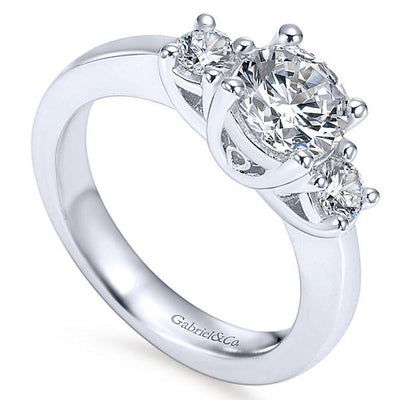 DIAMOND ENGAGEMENT RINGS - 14K White Gold 1.30cttw Classic 3-Stone Trellis Round Diamond Engagement Ring