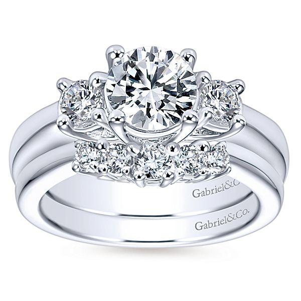 DIAMOND ENGAGEMENT RINGS - 14K White Gold 1.30cttw Classic 3-Stone Trellis Round Diamond Engagement Ring