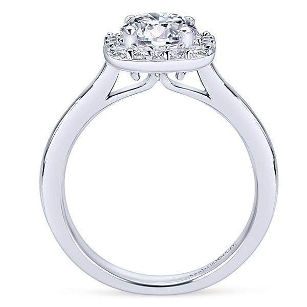DIAMOND ENGAGEMENT RINGS - 14K White Gold 1.30cttw Cushion Shaped Halo Diamond Engagement Ring With Polished Shank