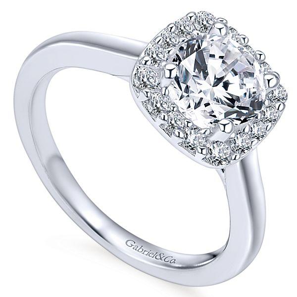 Cushion Polished Shank Halo Diamond Ring .27Cttw 14K Gold 75A