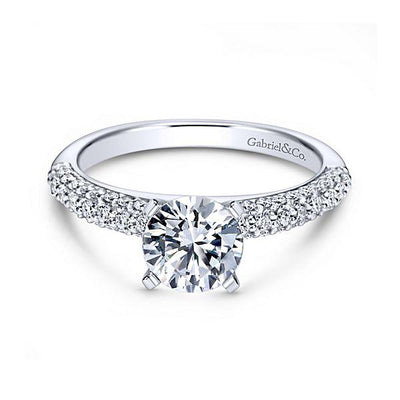 DIAMOND ENGAGEMENT RINGS - 14K White Gold 1.35cttw Pave Multi-Row Round Diamond Engagement Ring