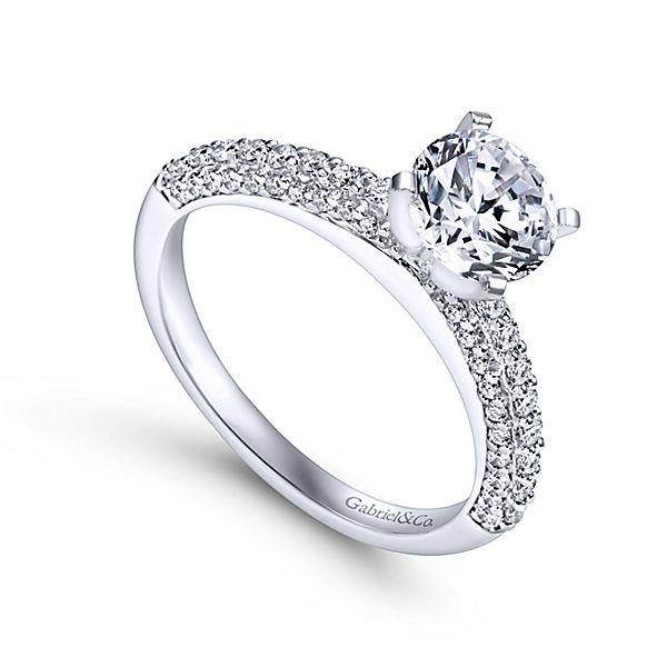 DIAMOND ENGAGEMENT RINGS - 14K White Gold 1.35cttw Pave Multi-Row Round Diamond Engagement Ring