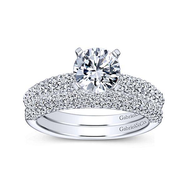 DIAMOND ENGAGEMENT RINGS - 14K White Gold 1.35cttw Pave Multi-Row Round Diamond Engagement Ring