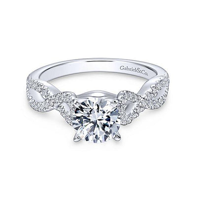 DIAMOND ENGAGEMENT RINGS - 14K White Gold 1.37cttw Crossover Diamond Engagement Ring