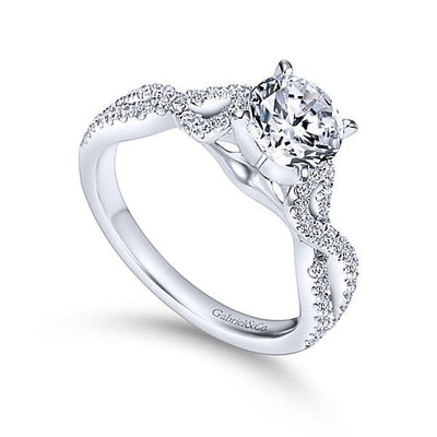 DIAMOND ENGAGEMENT RINGS - 14K White Gold 1.37cttw Crossover Diamond Engagement Ring