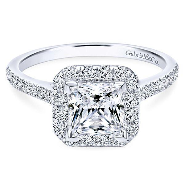 Classic Straight Cushion-Shaped Halo Engagement Ring | R1141W-SR | Valina Engagement  Rings