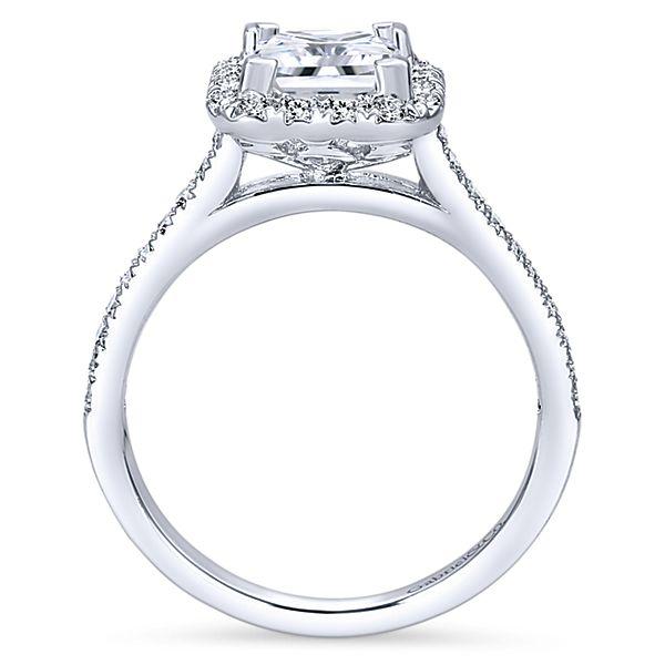 DIAMOND ENGAGEMENT RINGS - 14K White Gold 1.37cttw Cushion Shaped Halo Diamond Engagement Ring With Princess Center