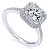DIAMOND ENGAGEMENT RINGS - 14K White Gold 1.37cttw Cushion Shaped Halo Diamond Engagement Ring With Princess Center