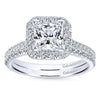 DIAMOND ENGAGEMENT RINGS - 14K White Gold 1.37cttw Cushion Shaped Halo Diamond Engagement Ring With Princess Center