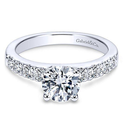 DIAMOND ENGAGEMENT RINGS - 14K White Gold 1.40cttw Pave Round Diamond Engagement Ring