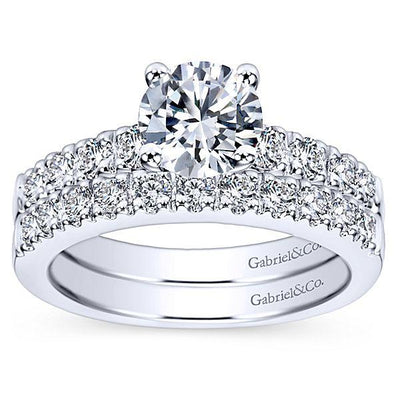 DIAMOND ENGAGEMENT RINGS - 14K White Gold 1.40cttw Pave Round Diamond Engagement Ring