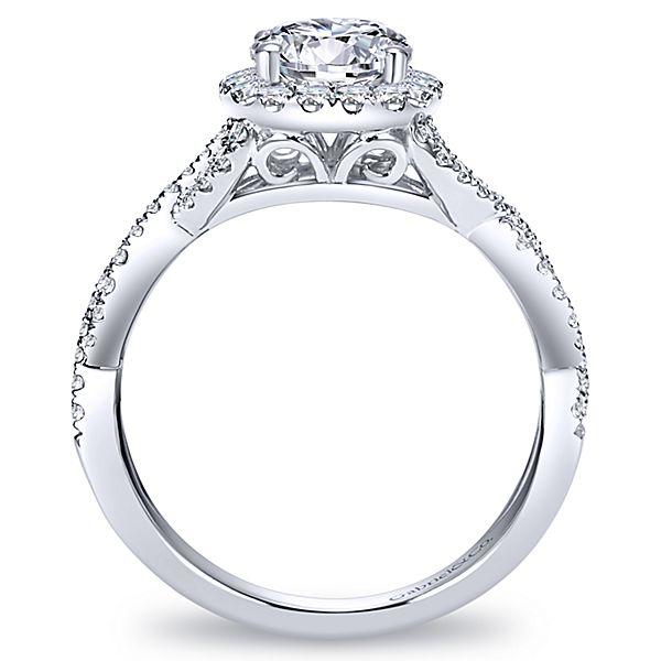 DIAMOND ENGAGEMENT RINGS - 14K White Gold 1.42cttw Crossover Halo Diamond Engagement Ring