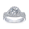 DIAMOND ENGAGEMENT RINGS - 14K White Gold 1.42cttw Crossover Halo Diamond Engagement Ring