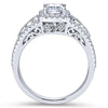DIAMOND ENGAGEMENT RINGS - 14K White Gold 1.49cttw Vintage Inspired Emerald Cut Halo Diamond Engagement Ring