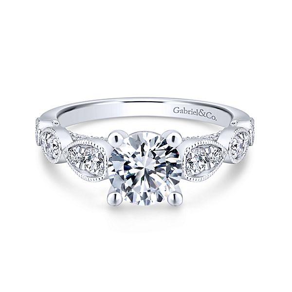 DIAMOND ENGAGEMENT RINGS - 14K White Gold 1.49cttw Vintage Station Diamond Engagement Ring