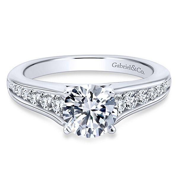 Beacon - 14k White Gold 2 Carat Round 3 Stone Natural Diamond Engagement  Ring @ $14800 | Gabriel & Co.