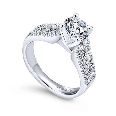 DIAMOND ENGAGEMENT RINGS - 14K White Gold 1.50cttw Triple Row Round Diamond Engagement Ring