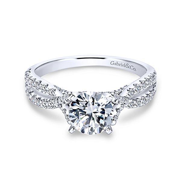 DIAMOND ENGAGEMENT RINGS - 14K White Gold 1.54cttw Crossover Diamond Engagement Ring