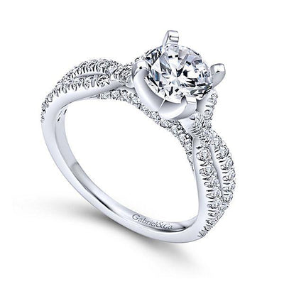 DIAMOND ENGAGEMENT RINGS - 14K White Gold 1.54cttw Crossover Diamond Engagement Ring