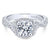 Crossover Double Shank Halo Diamond Ring 14K White Gold 364A