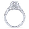 DIAMOND ENGAGEMENT RINGS - 14K White Gold 1.54cttw Crossover Double Shank With Halo Round Diamond Engagement Ring