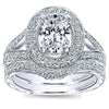 DIAMOND ENGAGEMENT RINGS - 14K White Gold 1.55cttw Classic Oval Halo Split Shank Diamond Engagement Ring
