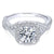 Crossover Cushion Shaped Halo Diamond Ring 14K White Gold 391A