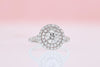 DIAMOND ENGAGEMENT RINGS - 14K White Gold 1.55cttw With .90ct Center Double Halo Diamond Engagement Ring