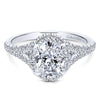 DIAMOND ENGAGEMENT RINGS - 14K White Gold 1.59cttw Oval Halo Split Shank Diamond Engagement Ring