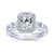 Emerald Cut Baguette Accents Halo Diamond Ring .58 Cttw 381A