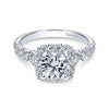 DIAMOND ENGAGEMENT RINGS - 14K White Gold 1.70cttw Cushion Shaped Halo Round Diamond Engagement Ring