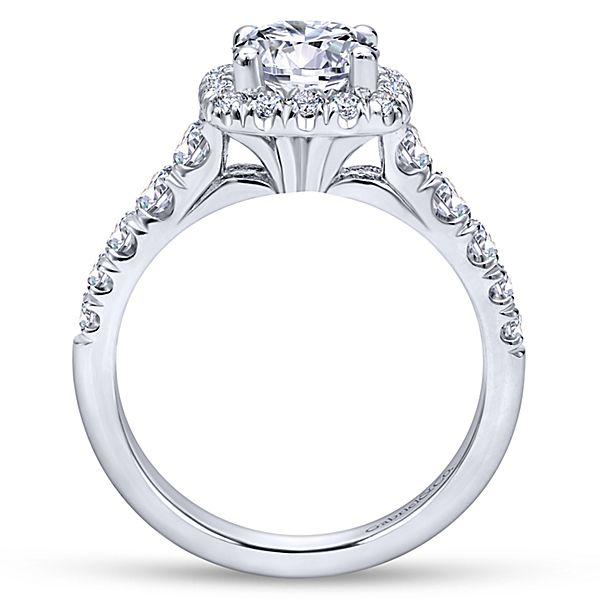 DIAMOND ENGAGEMENT RINGS - 14K White Gold 1.70cttw Cushion Shaped Halo Round Diamond Engagement Ring