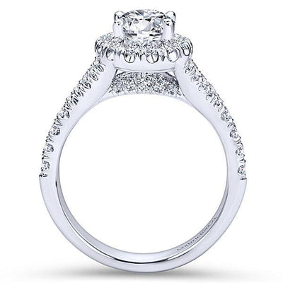 DIAMOND ENGAGEMENT RINGS - 14K White Gold 1.71cttw Oval Halo Diamond Engagement Ring With Subtle Split Shank