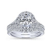 DIAMOND ENGAGEMENT RINGS - 14K White Gold 1.71cttw Oval Halo Diamond Engagement Ring With Subtle Split Shank