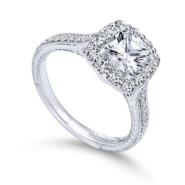 DIAMOND ENGAGEMENT RINGS - 14K White Gold 1.75cttw Cushion Cut Halo Diamond Engagement Ring